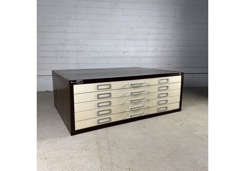 Vintage Retro Steel 5 Drawer Plan Chest