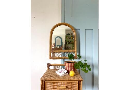 Vintage Bamboo Rattan Arch Mirror