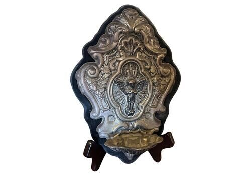 1960s Metal And Velvet Italian Holy Water Stoup