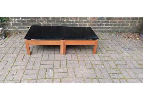 Pair Of Vintage 1960s Teak & Black Formica Floating Coffee Tables – Modular Mid Century Modern Design – Use Together Or Apart