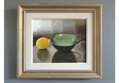 Lemon & Green Cup, Mid 20th Century Oil Painting