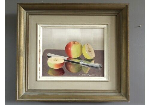Apple Reflection Oil Painting, Mid 20th Century