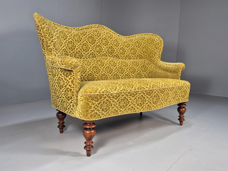 Antique 2 Seater Sofa Camel Back Gold Embossed Velour Danish Design Eb9580 V2ss photo furniture