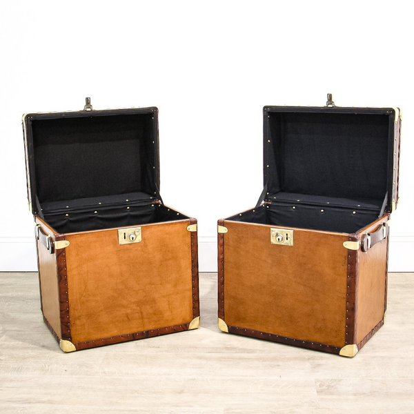 Pair Of Leather Trunks Or Storage Boxes photo furniture