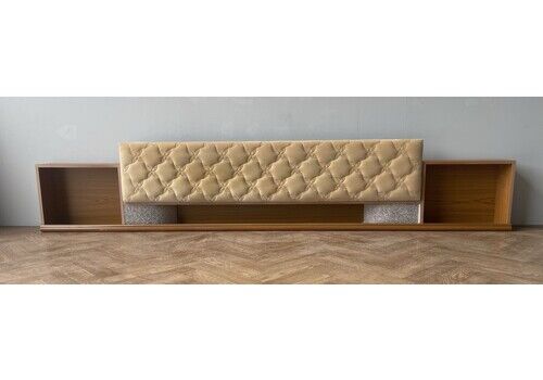 Vintage Retro Padded Headboard With Lights For A King Size Bed