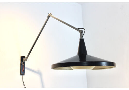 Gispen Panama Wall Lamp No. 4050 By Wim Rietveld & André Cordemeyer – Black With Original Diffuser