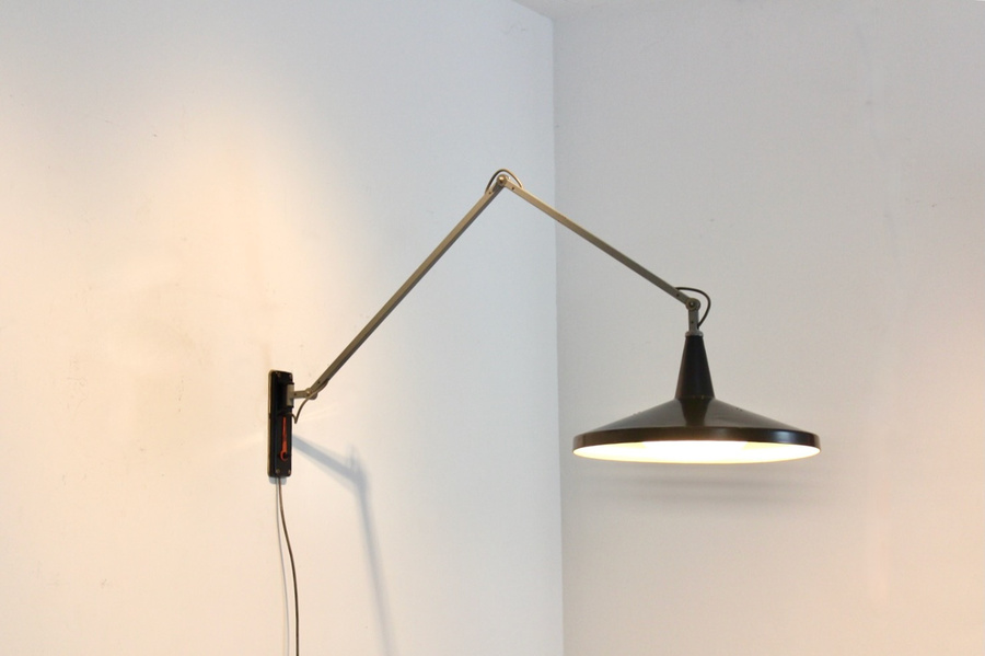 Gispen Panama Wall Lamp No. 4050 By Wim Rietveld & André Cordemeyer – Black With Original Diffuser photo buy