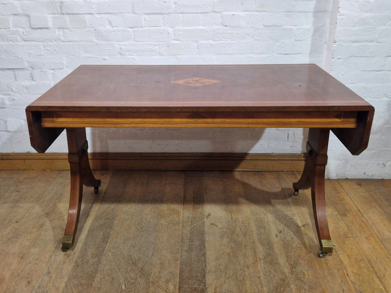 Antique Danish Inlaid Mahogany Folding Sofa Table Library Table Dining Table photo Furniture