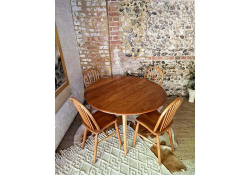 Mid Century Ercol Elm Dining Table And Four Chairs