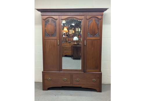 Edwardian Mahogany Carved 2 Door Wardrobe