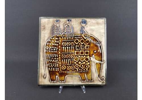 Vintage Lisa Larson For Gustavsberg, Tile With Elephant From The Unik Series Sweden 1962 1967s