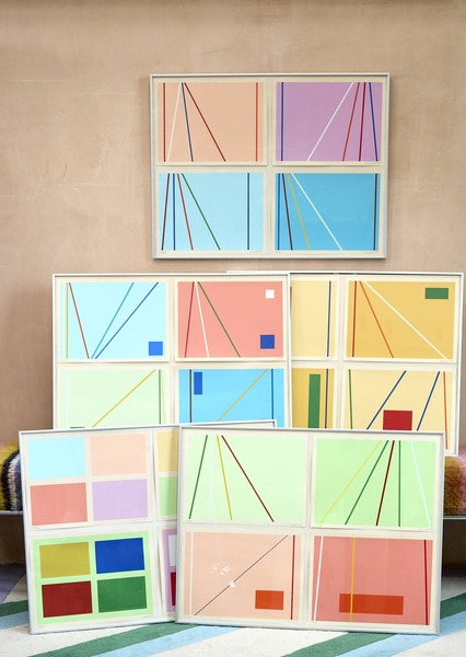 Göran Gimdal C.1979 'Abstract Lithographs. Perfect Gallery Piece. photo furniture