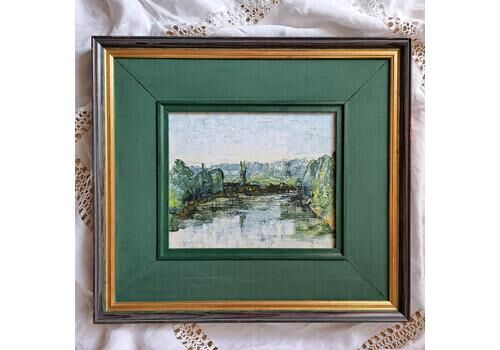 Vintage Oil Painting Of A River Landscape | 20th Century | Framed And Indistinctly Signed