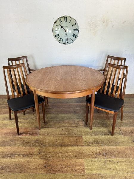 G Plan Circular Extending Dining Table & 4 G Plan Chairs Mid Century photo furniture
