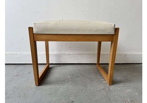 Vintage Dressing Table Stool White Vinyl