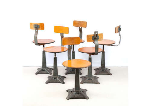 Run Of 6 Singer Machinist Chairs