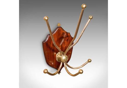 Antique Hunting Lodge Coat Rack, Scottish, Six Branch Hall Shield, Edwardian