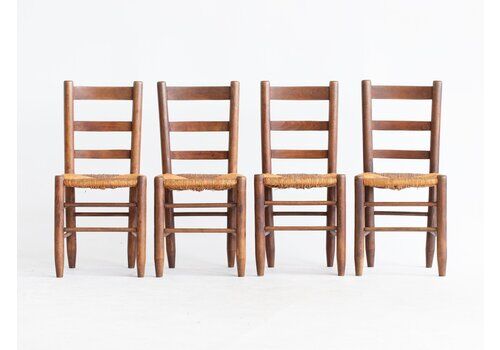 Modernist Beech & Rush Dining Chairs