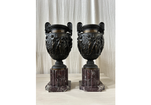 Large Pair Of Grand Tour Bronze Urns   Townley Vase
