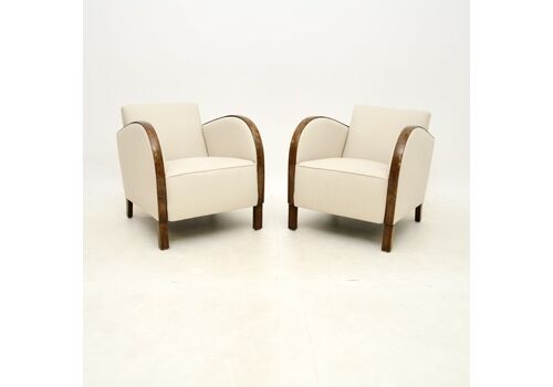 Pair Of Swedish Art Deco Armchairs In Satin Birch