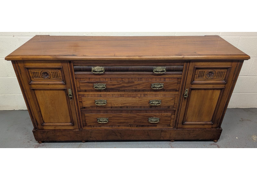 Victorian Solid Walnut 4 Drawer 2 Door Sideboard