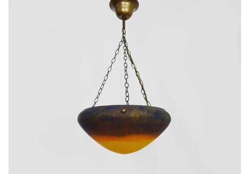 Magnificent Art Nouveau Style Single Light Basin In Marbled Glass