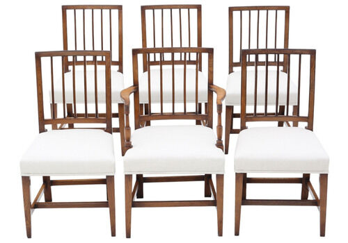 Antique Set Of 6 (5 Plus 1) Early 19th Century Elm Kitchen & Dining Chairs – High Quality Original