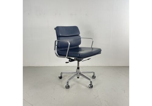 Eames Icf For Herman Miller Navy Blue Leather Soft Pad Height Adjustable Group