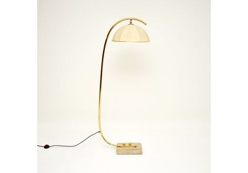 Vintage Italian Brass And Travertine Arc Floor Lamp