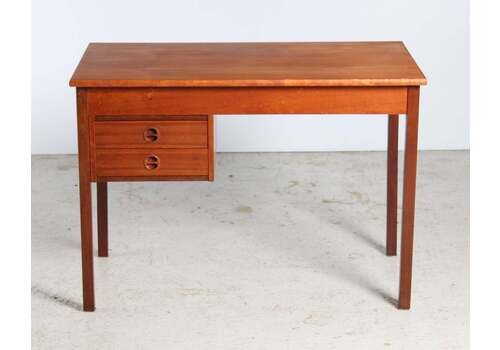 Danish Mid Century Teak Desk With 2 Drawers By Domino Mobler, Circa 1960s.
