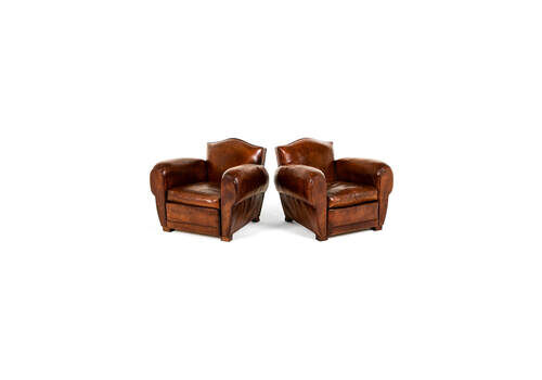 Pair Of French Leather Club Chairs