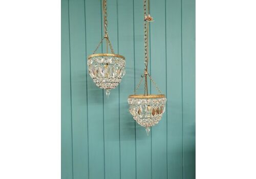Pair Of Early 20th Century Bag Chandelier With Prisms 8"