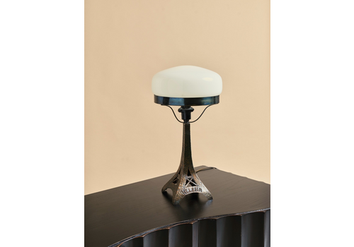20thc Sculptural Table Lamp Art Nouveau Deco Brutalist Hammered Iron Mushroom