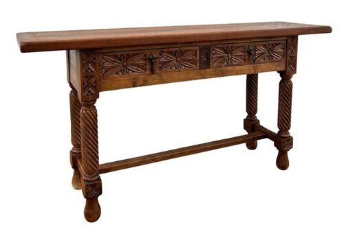 Spanish Castilian Console With Drawers And Turned Legs, 1890s