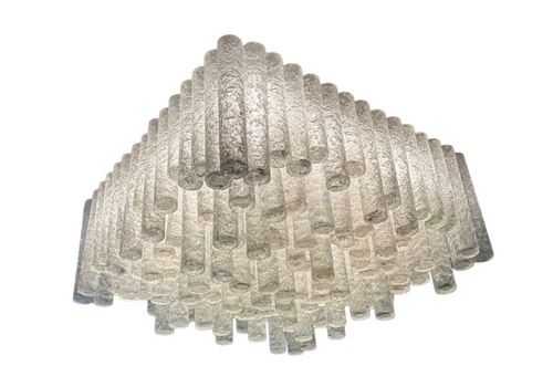 60s 70s Chandelier Ceiling Light By Doria Leuchten Germany Ice Glass