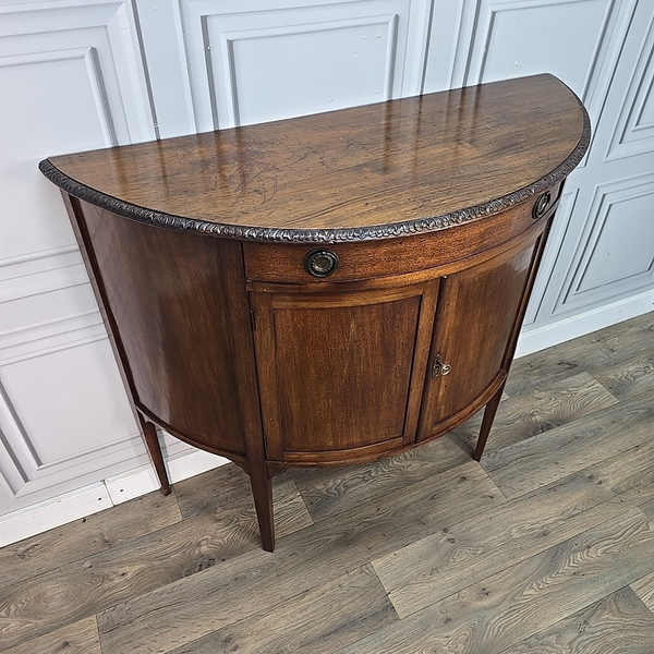 Antique Mahogany Demi Lune Cabinet – Bow Front Console Cupboard Sideboard Table photo furniture