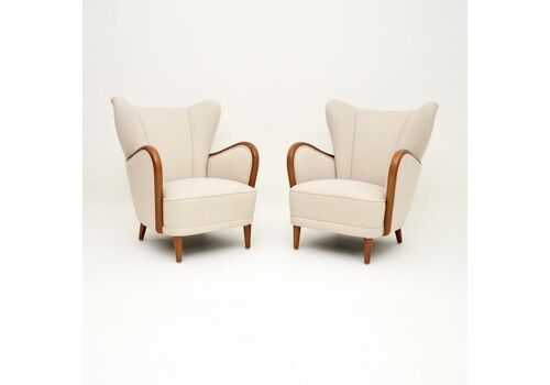 Pair Of Swedish Art Deco Armchairs In Satin Birch