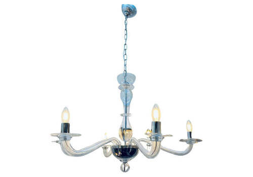 1990s Italian Murano Clear Glass & Chrome Chandelier By Sylcom