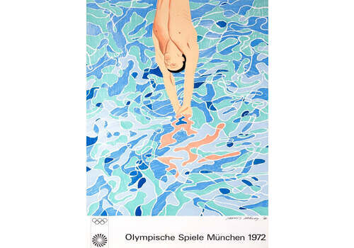 1972 Munich Olympic Games David Hockney" Original Vintage Poster"