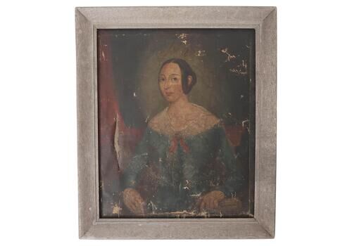 Primitive Portrait Of A Girl, English, Early 19th Century