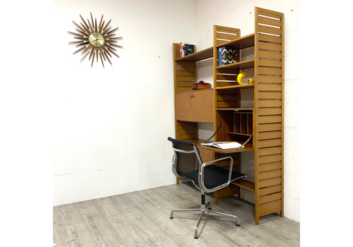 Vintage Staples Ladderax 2 Bay Modular Shelving Unit System Bookcase Teak 60s /2