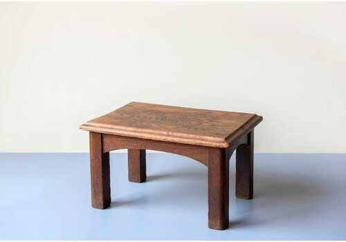 Antique Oak Wooden Stool, Small Tabouret, Dark Brown Side Table, Rustic Plant Stand