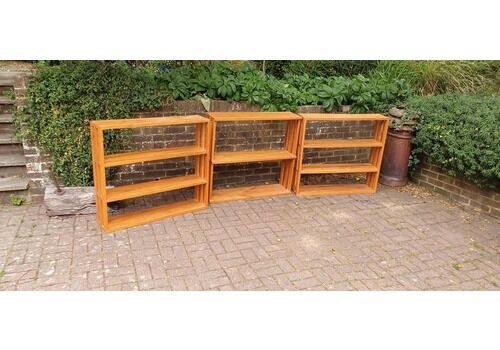 Vintage Solid Quality Elm Shelving Units Set Of Three Freestanding Bookcases Display Shelves Storage Retro Home Decor