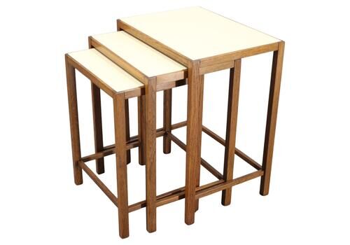 1940s Art Deco Nesting Tables With Opaxy Glass Top, Czechoslovakia