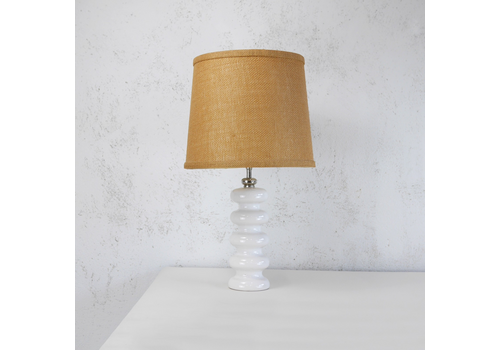 Vintage Mid Century White Ceramic Table Lamp Bubble Pottery #102627