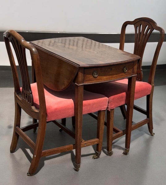 Georgian Mahogany 2 Seater Extending Tea/Dining Table, Folding Sides. Drawer. photo furniture