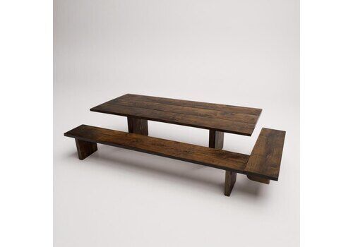 Plank Table With Bench   Black Oiled Solid Oak   Handmade   By Løth