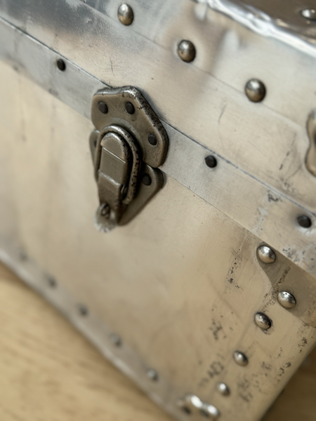 Vintage Mid Century Aluminium Trunk/Footlocker Made In Hong Kong 1940’s photo for sale