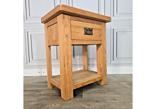 Single Rustic Solid Wood Oak Bedside End Lamp Tables Cabinet With Drawer Shelf