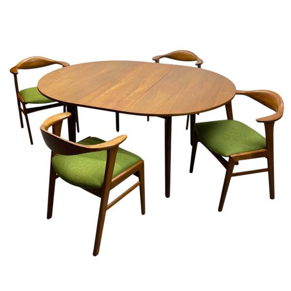 Midcentury Danish Dining Set Erik Kirkegaard Model 49 & Danish Dining Table Circular Extendable photo furniture